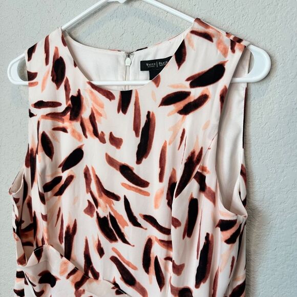 White House Black Market White Abstract Print Midi Sheath Dress - Size 12 - EUC - Picture 7 of 7